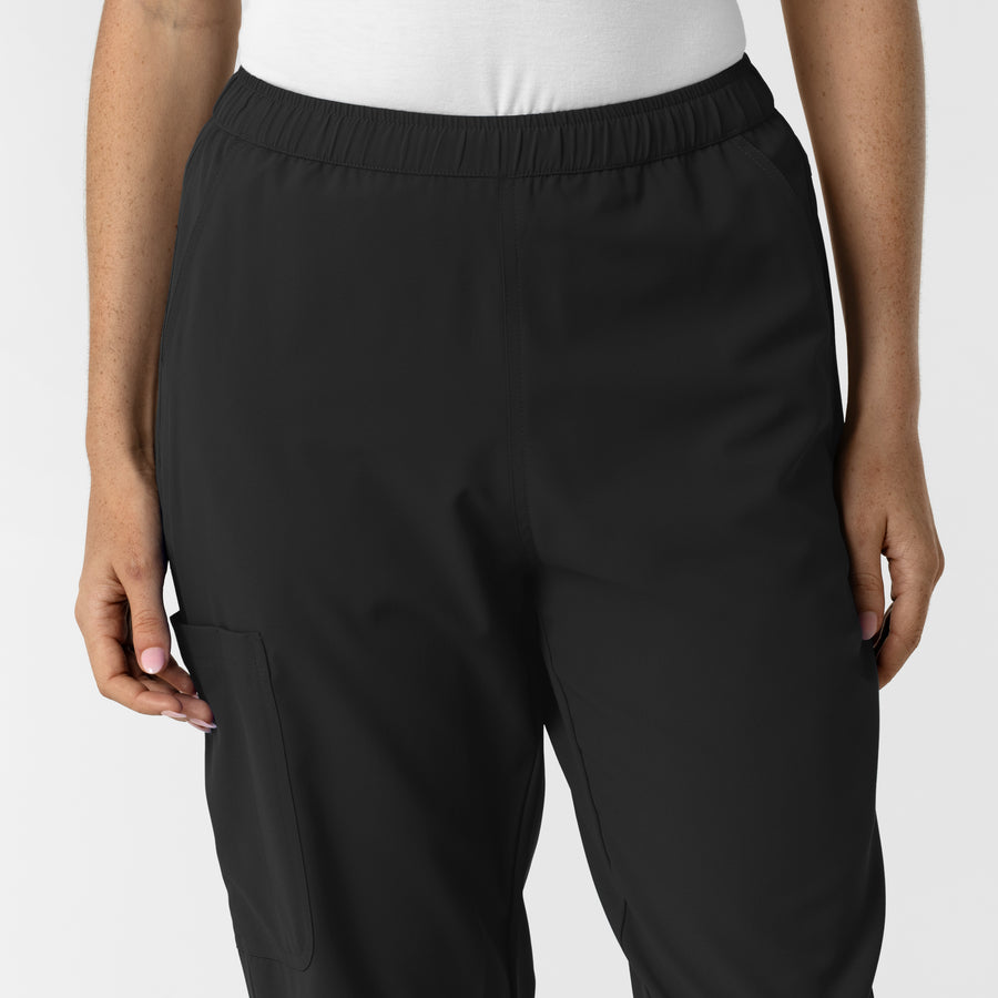 NURTUR Women's Slim Leg Scrub Pant Black front detail