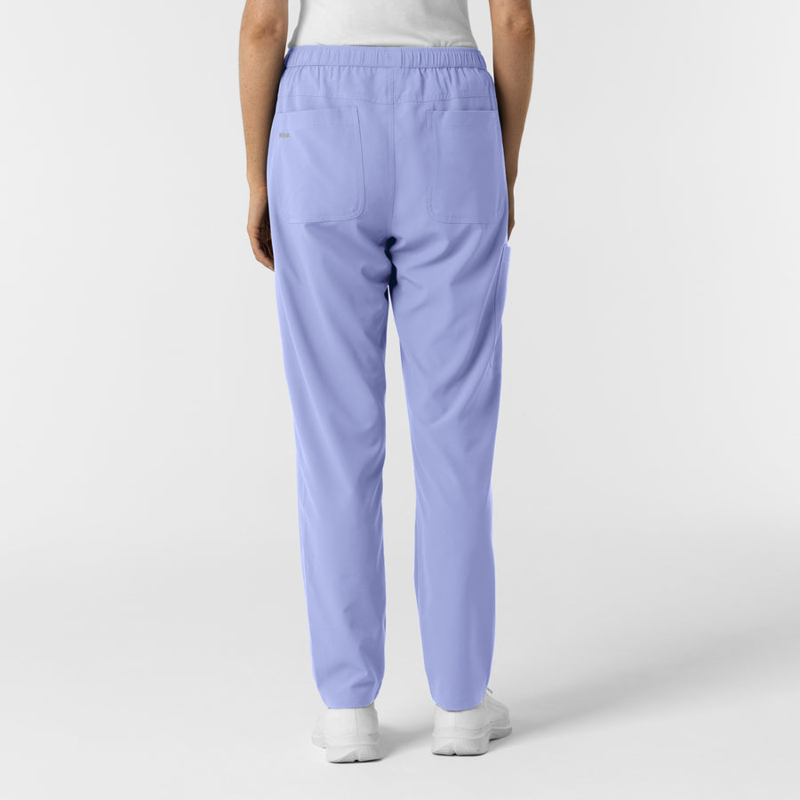 NURTUR Women's Slim Leg Scrub Pant Ceil Blue back view
