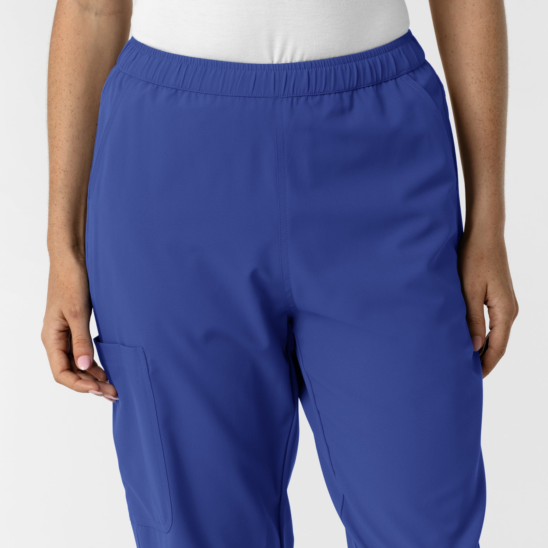 NURTUR Women's Slim Leg Scrub Pant Galaxy Blue front detail