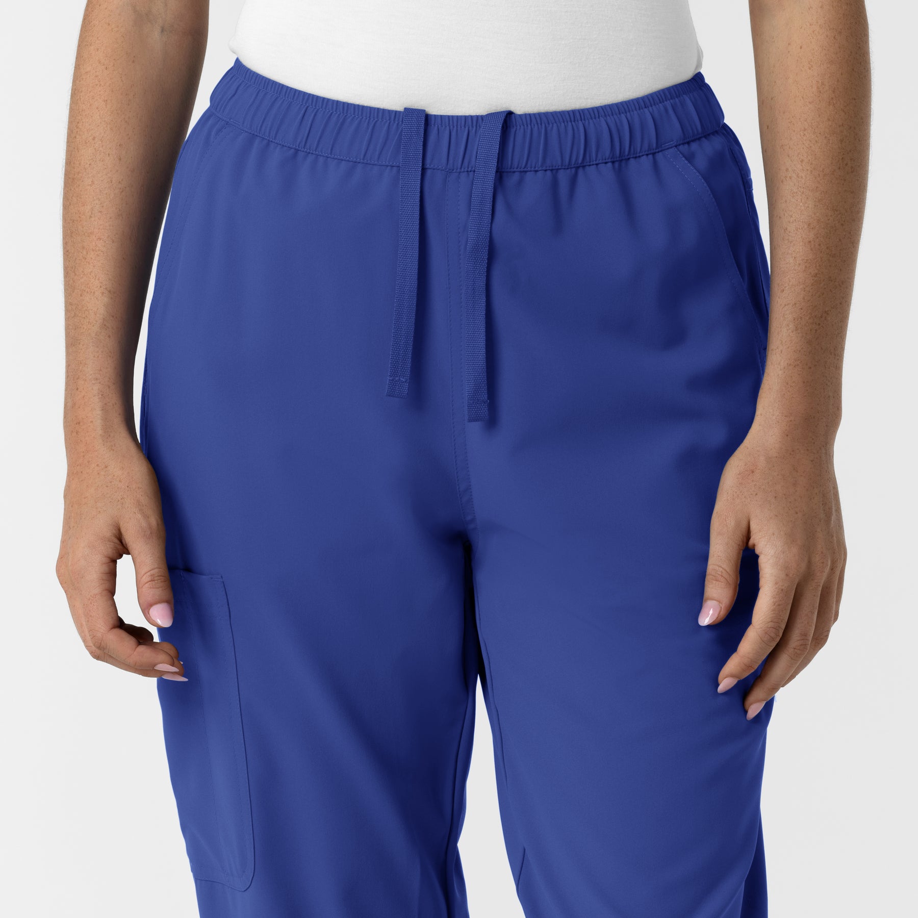 NURTUR Women's Slim Leg Scrub Pant Galaxy Blue side detail 1