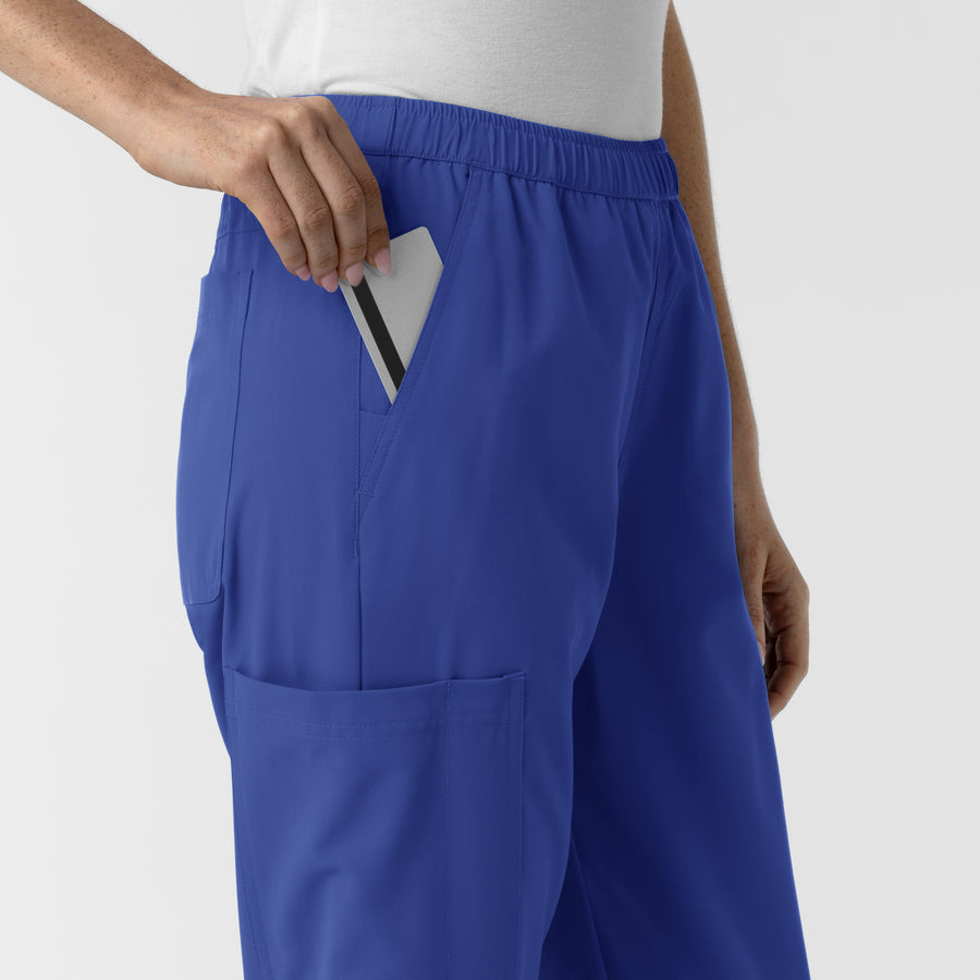 NURTUR Women's Slim Leg Scrub Pant Galaxy Blue side detail 2