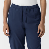 NURTUR Women's Slim Leg Scrub Pant Navy side detail 1