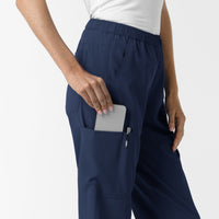 NURTUR Women's Slim Leg Scrub Pant Navy hemline detail