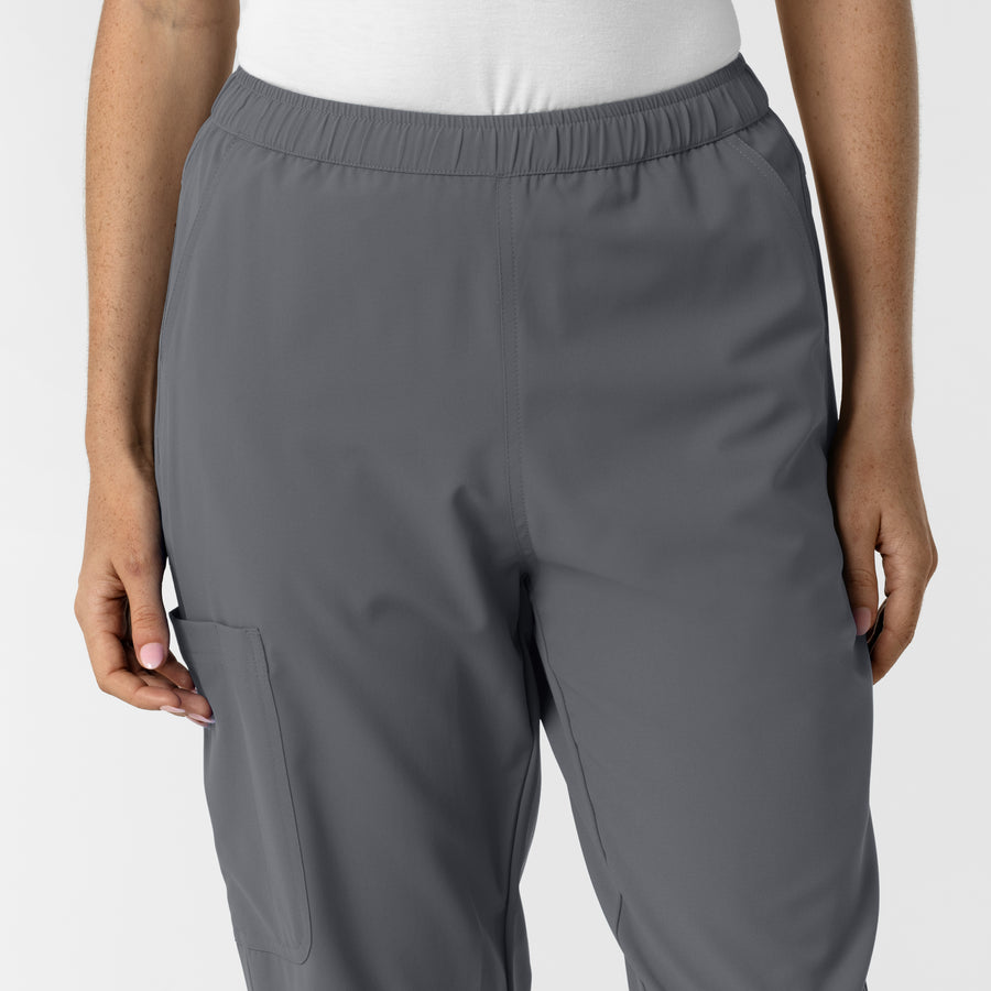 NURTUR Women's Slim Leg Scrub Pant Pewter front detail