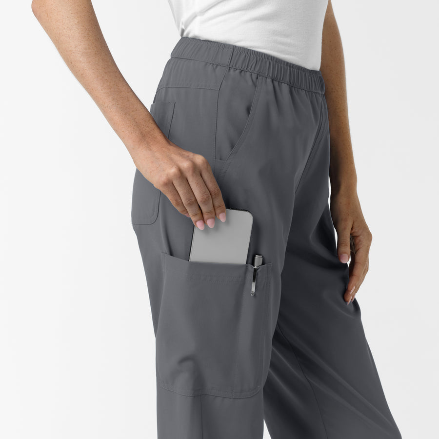 NURTUR Women's Slim Leg Scrub Pant Pewter hemline detail