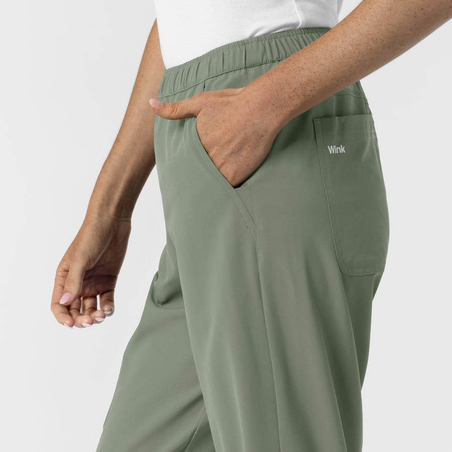 NURTUR Women's Slim Leg Scrub Pant Sage back detail