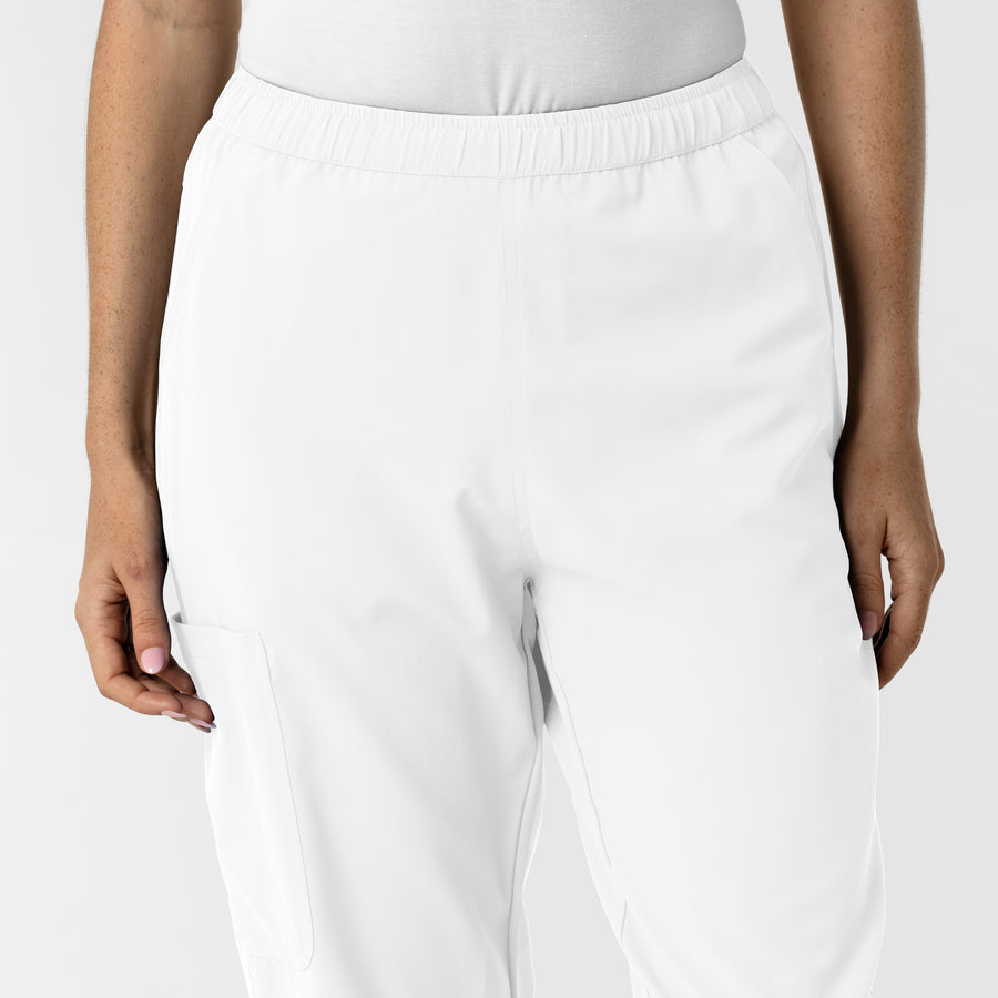 NURTUR Women's Slim Leg Scrub Pant White front detail