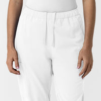 NURTUR Women's Slim Leg Scrub Pant White side detail 1
