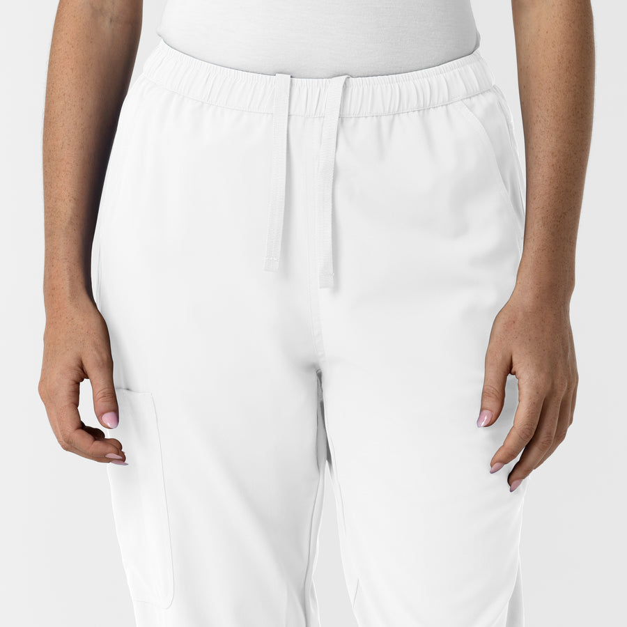 NURTUR Women's Slim Leg Scrub Pant White side detail 1