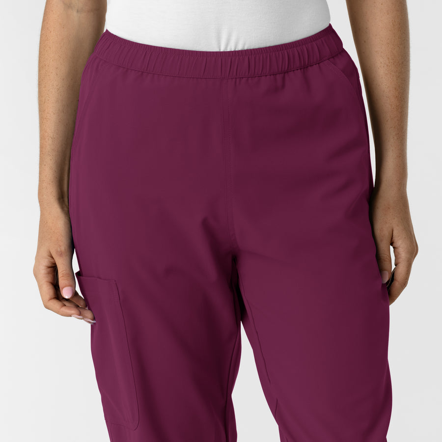 NURTUR Women's Slim Leg Scrub Pant Wine front detail