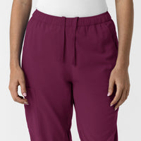 NURTUR Women's Slim Leg Scrub Pant Wine side detail 1
