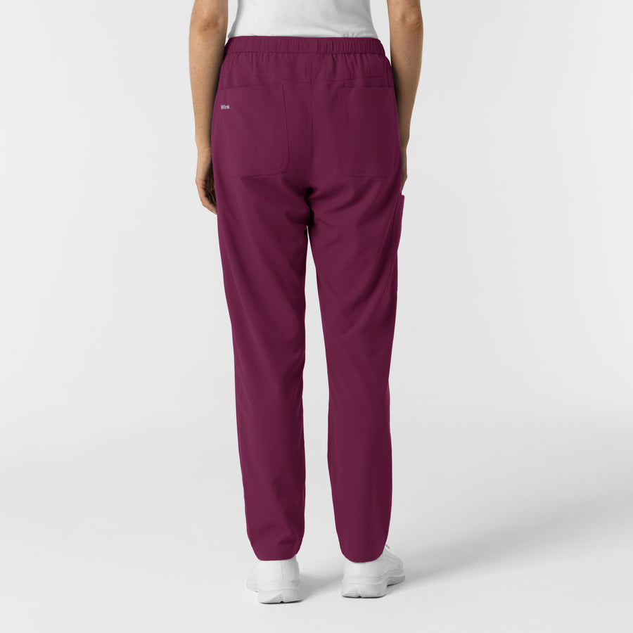 NURTUR Women's Slim Leg Scrub Pant Wine back view
