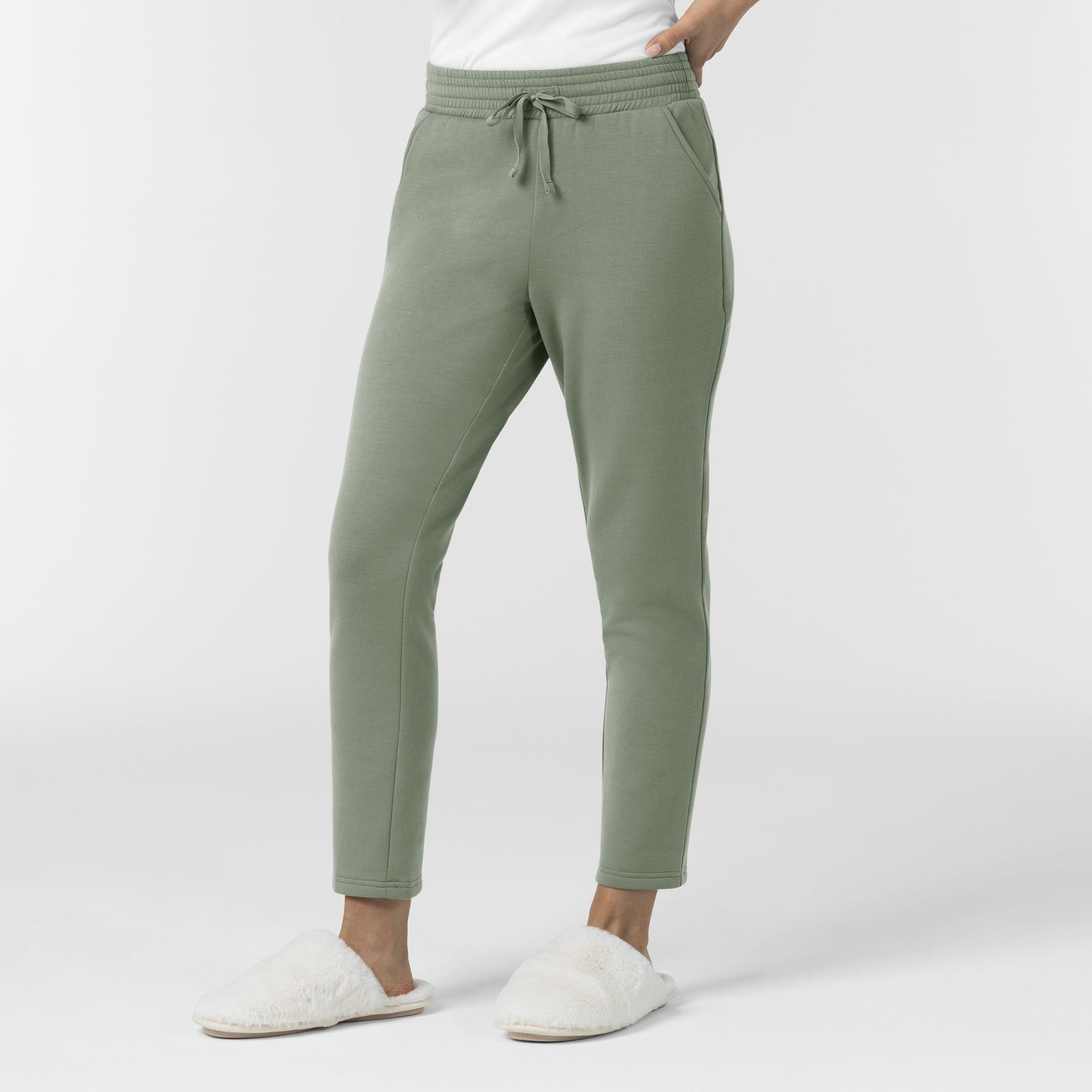 Unwind & Lounge Women's Slim Leg Pant Sage full scrub set