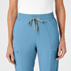 RENEW Women's High Waist Slim Leg Scrub Pant Bay Blue front detail