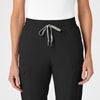 RENEW Women's High Waist Slim Leg Scrub Pant Black front detail