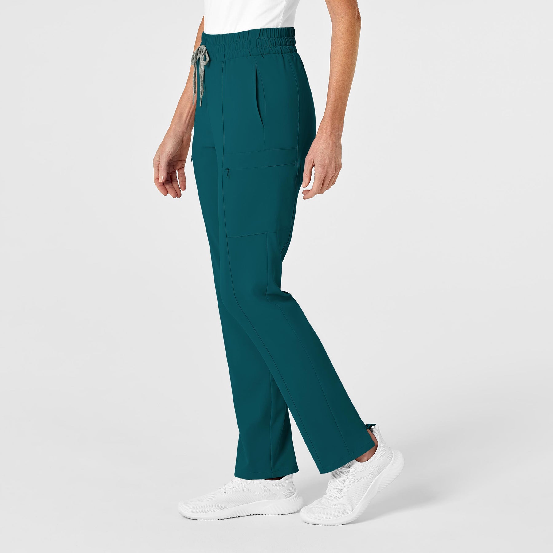 RENEW Women's High Waist Slim Leg Scrub Pant Caribbean Blue side view
