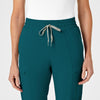 RENEW Women's High Waist Slim Leg Scrub Pant Caribbean Blue front detail