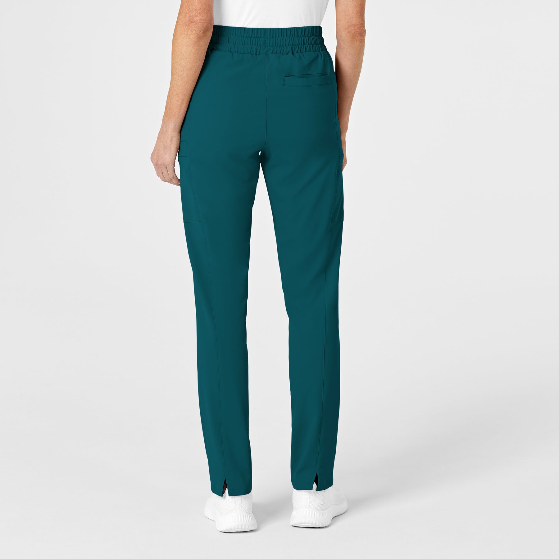 RENEW Women's High Waist Slim Leg Scrub Pant Caribbean Blue back view