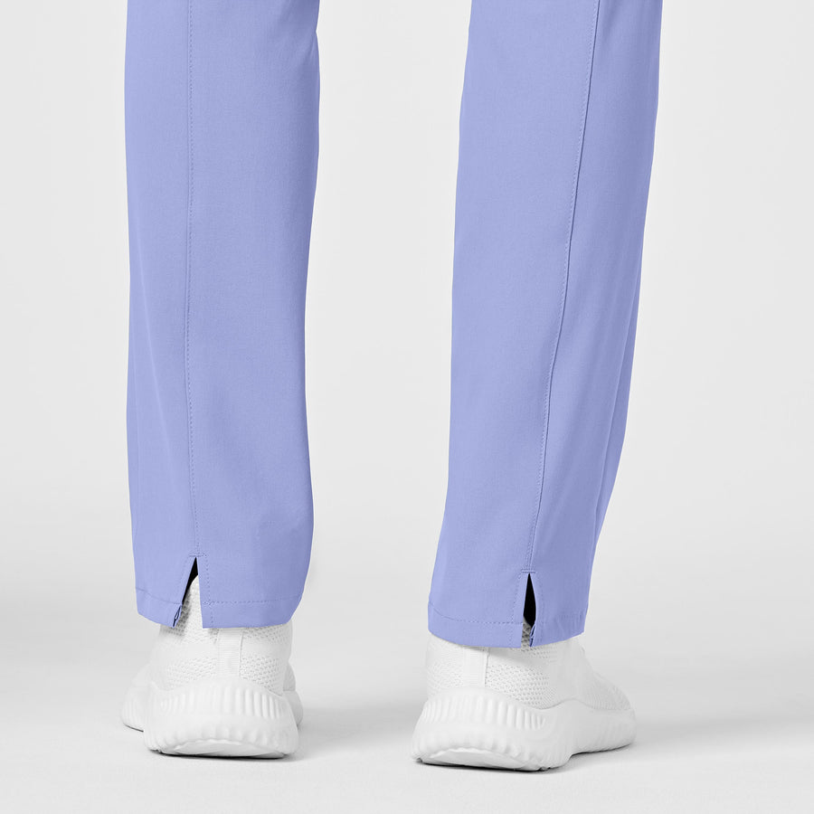 RENEW Women's High Waist Slim Leg Scrub Pant Ceil Blue side detail 2