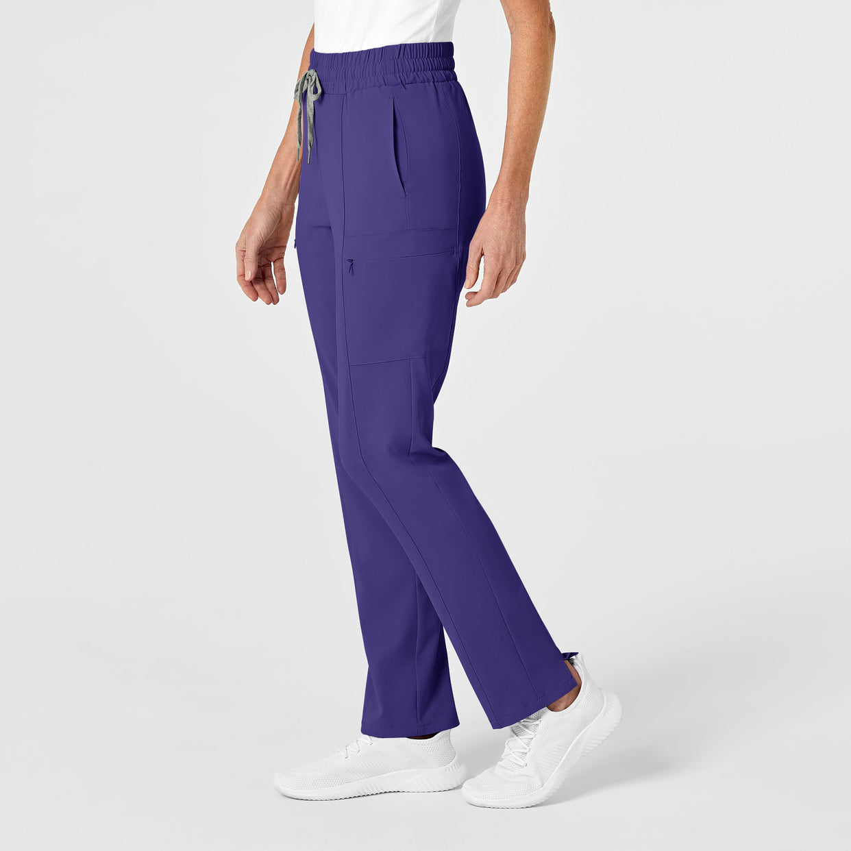 RENEW Women's High Waist Slim Leg Scrub Pant Grape side view