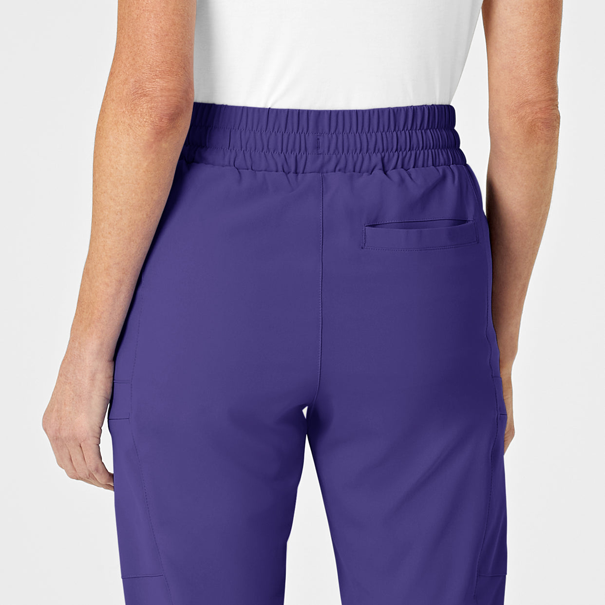 RENEW Women's High Waist Slim Leg Scrub Pant Grape hemline detail