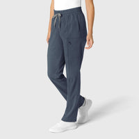 RENEW Women's High Waist Slim Leg Scrub Pant Navy Heather side view