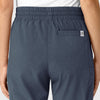 RENEW Women's High Waist Slim Leg Scrub Pant Navy Heather side detail 2