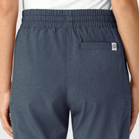 RENEW Women's High Waist Slim Leg Scrub Pant Navy Heather side detail 2