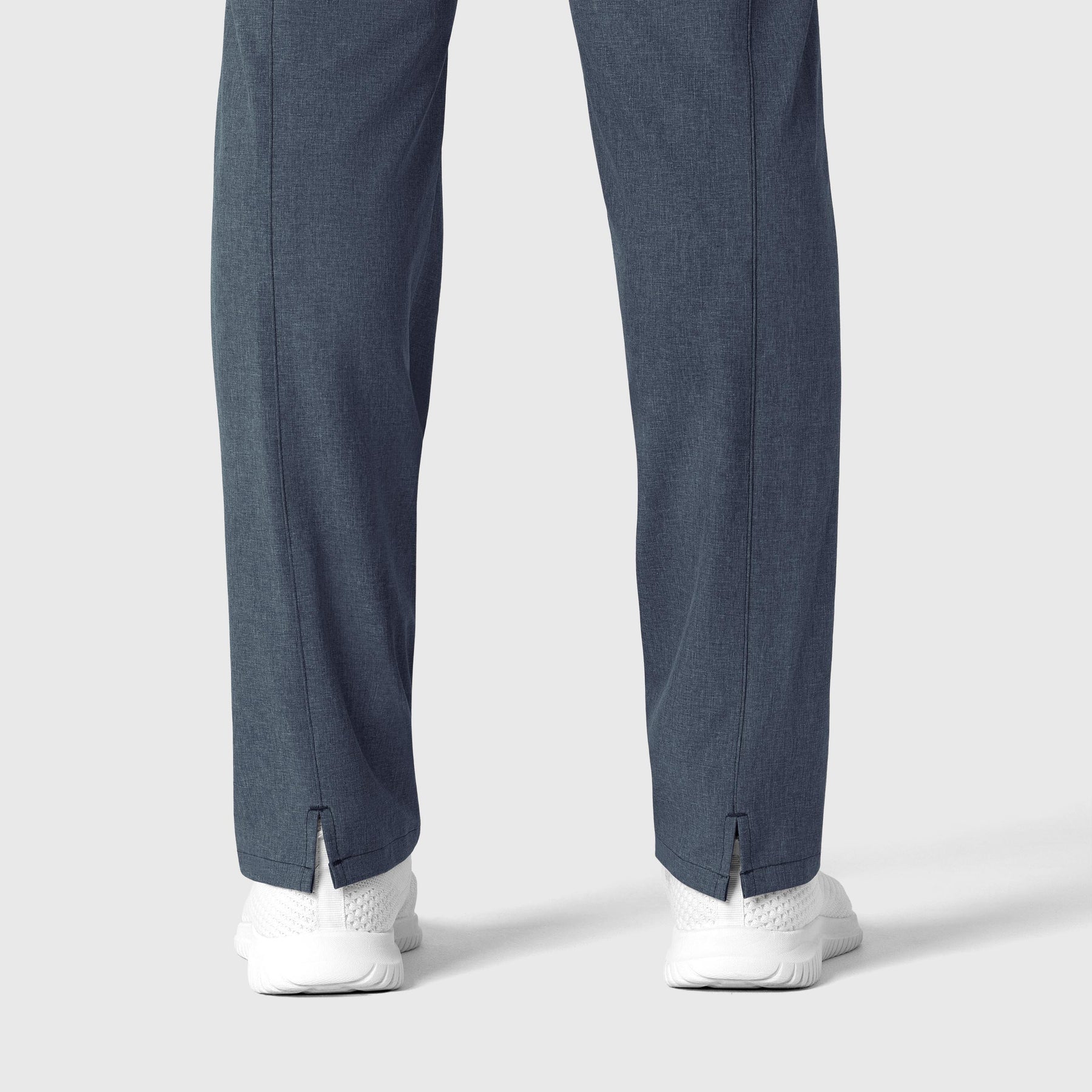RENEW Women's High Waist Slim Leg Scrub Pant Navy Heather hemline detail
