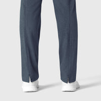 RENEW Women's High Waist Slim Leg Scrub Pant Navy Heather hemline detail