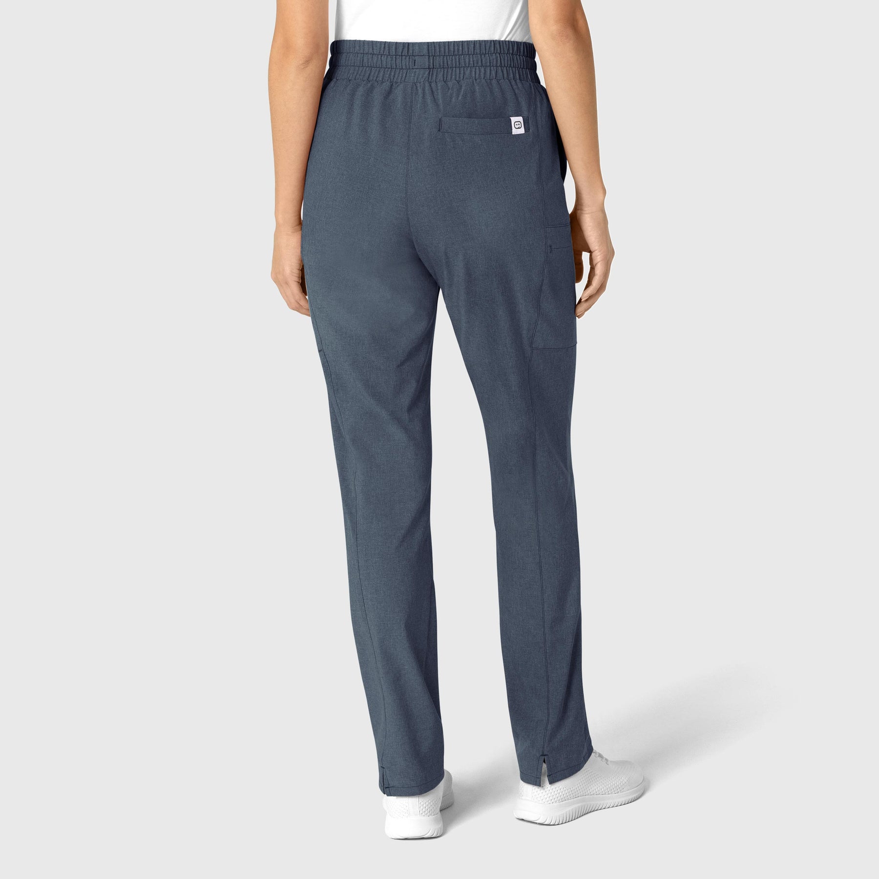 RENEW Women's High Waist Slim Leg Scrub Pant Navy Heather back view
