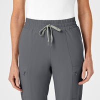 RENEW Women's High Waist Slim Leg Scrub Pant Pewter front detail