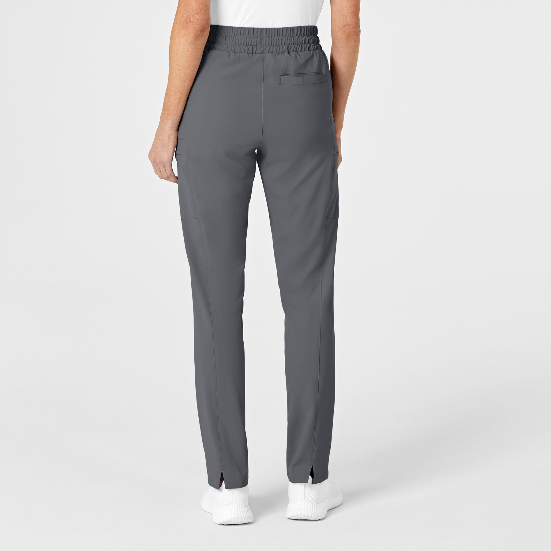 RENEW Women's High Waist Slim Leg Scrub Pant Pewter back view