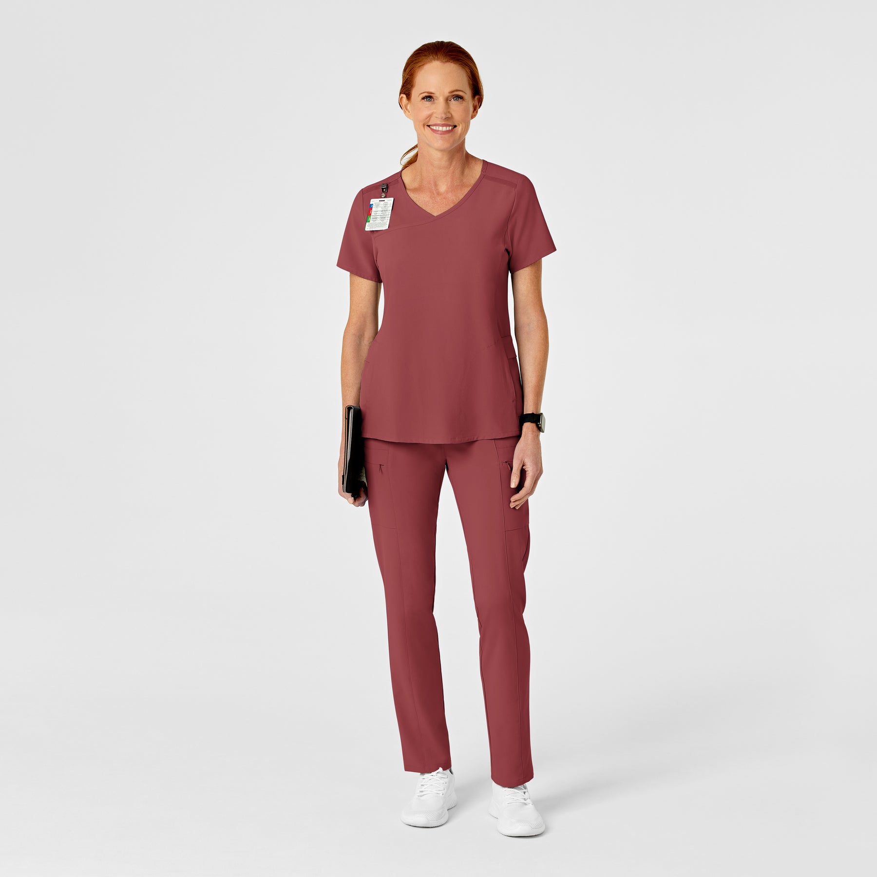 RENEW Women's High Waist Slim Leg Scrub Pant - Ruby scrub set