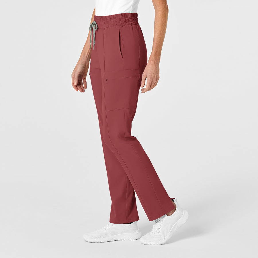 RENEW Women's High Waist Slim Leg Scrub Pant - Ruby side