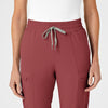 RENEW Women's High Waist Slim Leg Scrub Pant - Ruby waistband