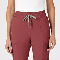 RENEW Women's High Waist Slim Leg Scrub Pant - Ruby waistband