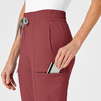 RENEW Women's High Waist Slim Leg Scrub Pant - Ruby zipper pocket