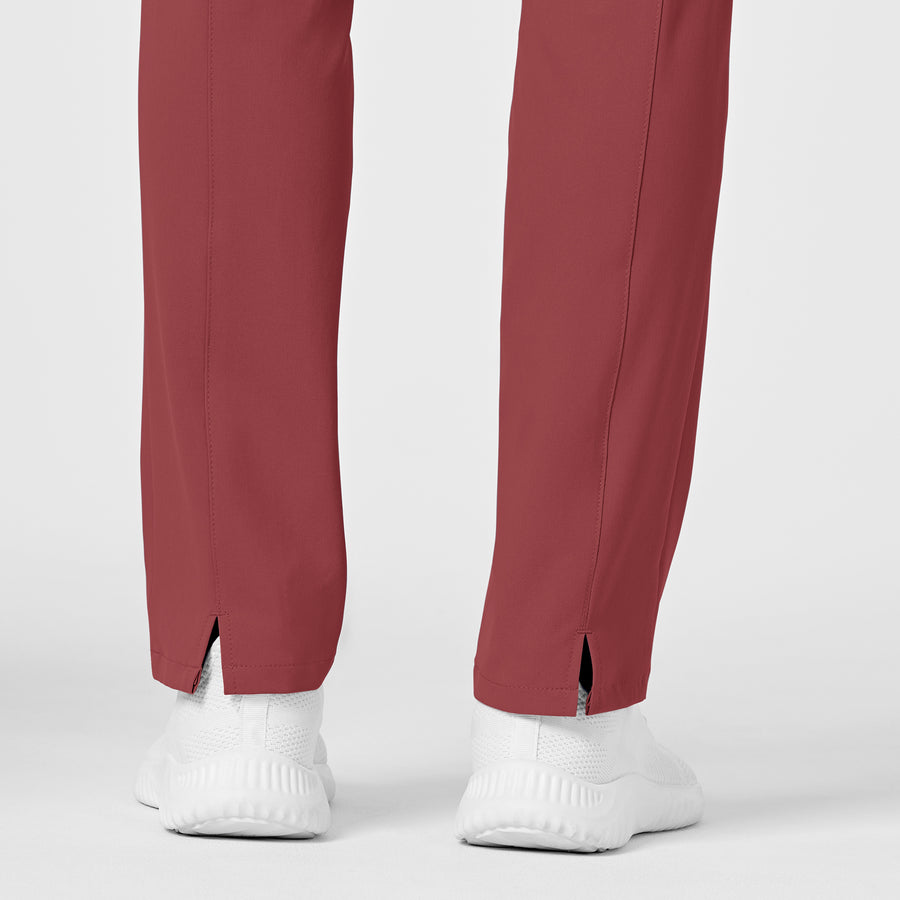 RENEW Women's High Waist Slim Leg Scrub Pant - Ruby back hem
