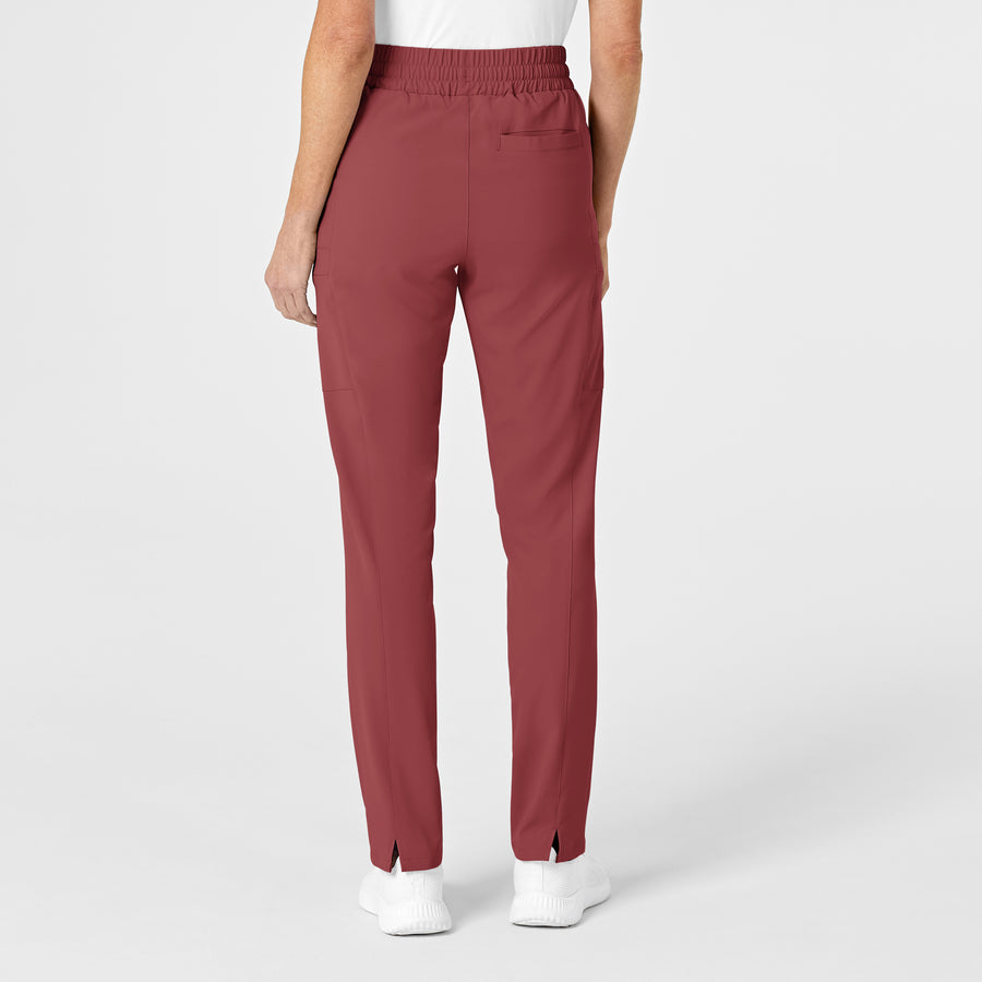 RENEW Women's High Waist Slim Leg Scrub Pant - Ruby back