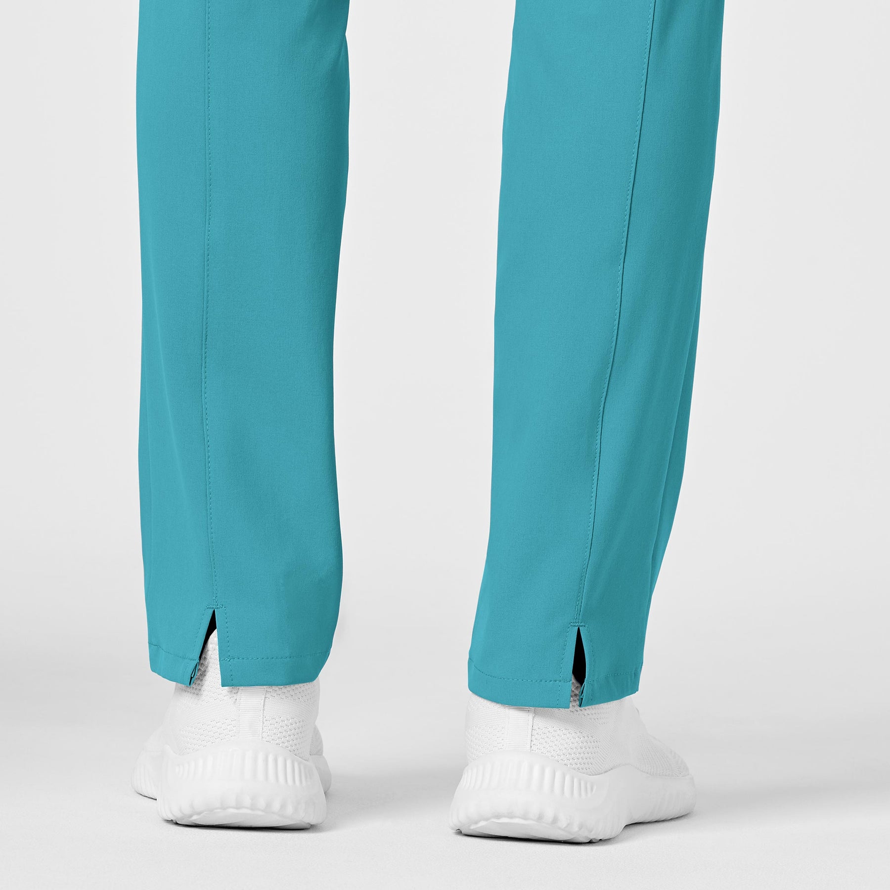 RENEW Women's High Waist Slim Leg Scrub Pant Teal Blue side detail 2
