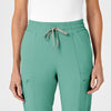 RENEW Women's High Waist Slim Leg Scrub Pant Turquoise front detail