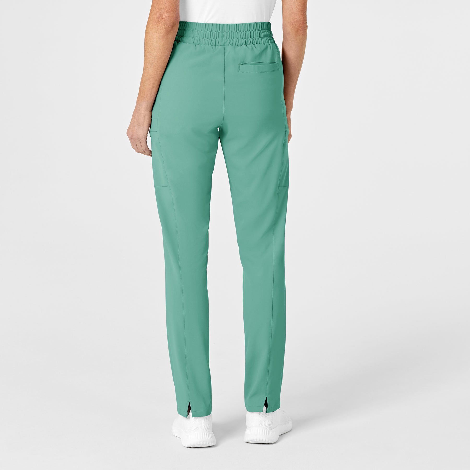 RENEW Women's High Waist Slim Leg Scrub Pant Turquoise back view