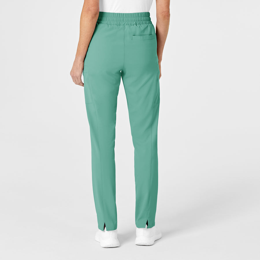 RENEW Women's High Waist Slim Leg Scrub Pant Turquoise back view