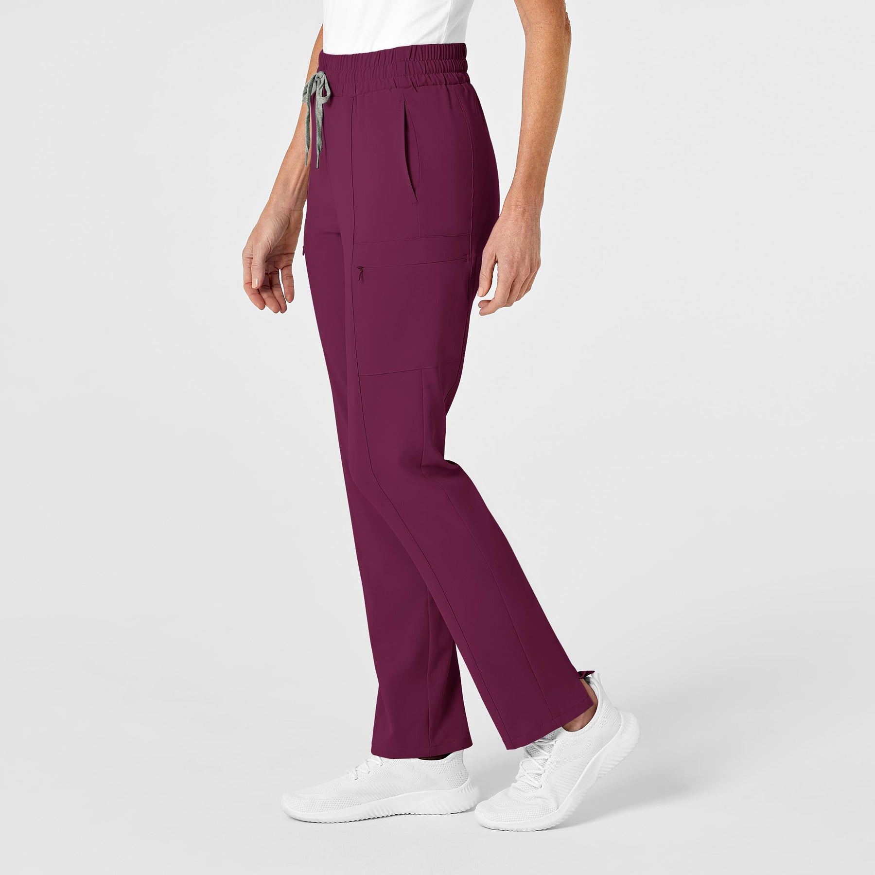RENEW Women's High Waist Slim Leg Scrub Pant Wine side view