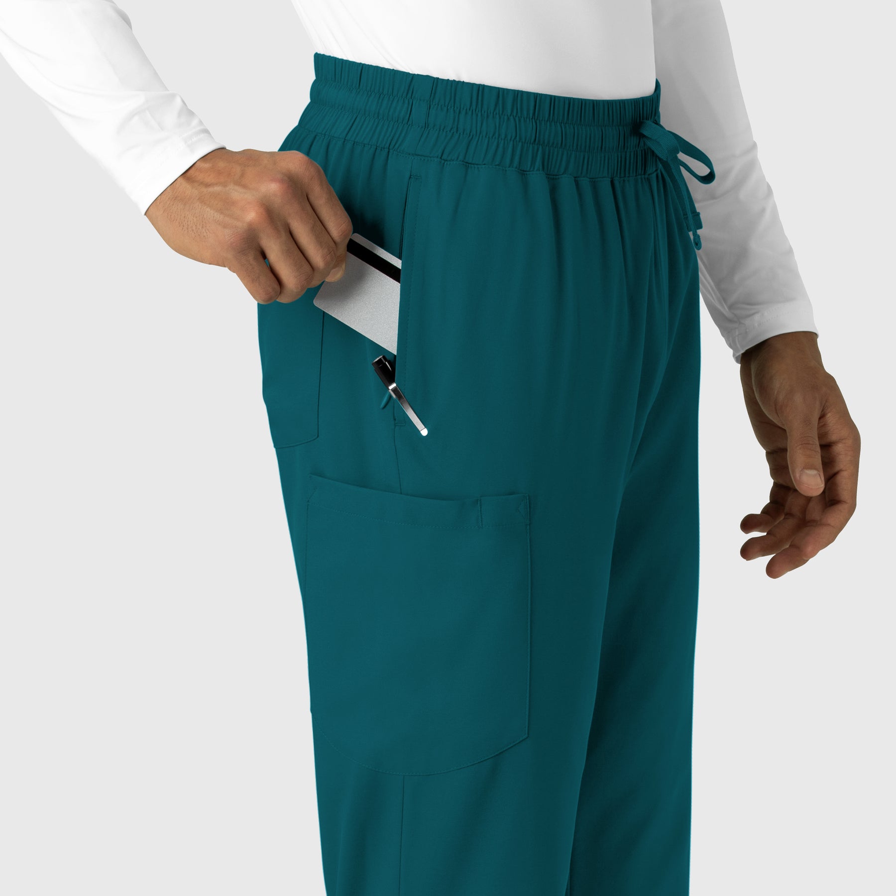 Boundless Men's Straight Leg Scrub Pant Caribbean front detail