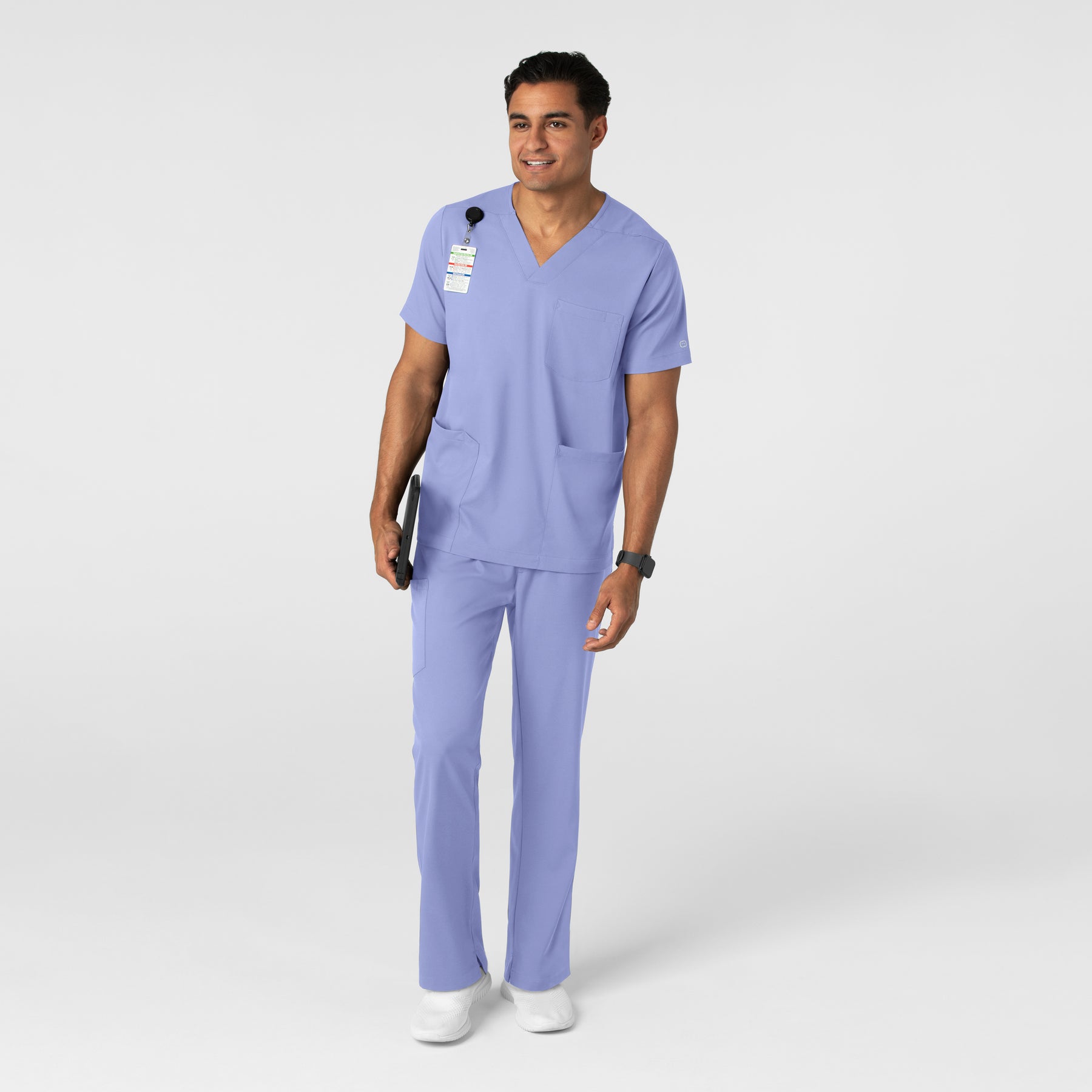 Boundless Men's Straight Leg Scrub Pant Ceil Blue full scrub set
