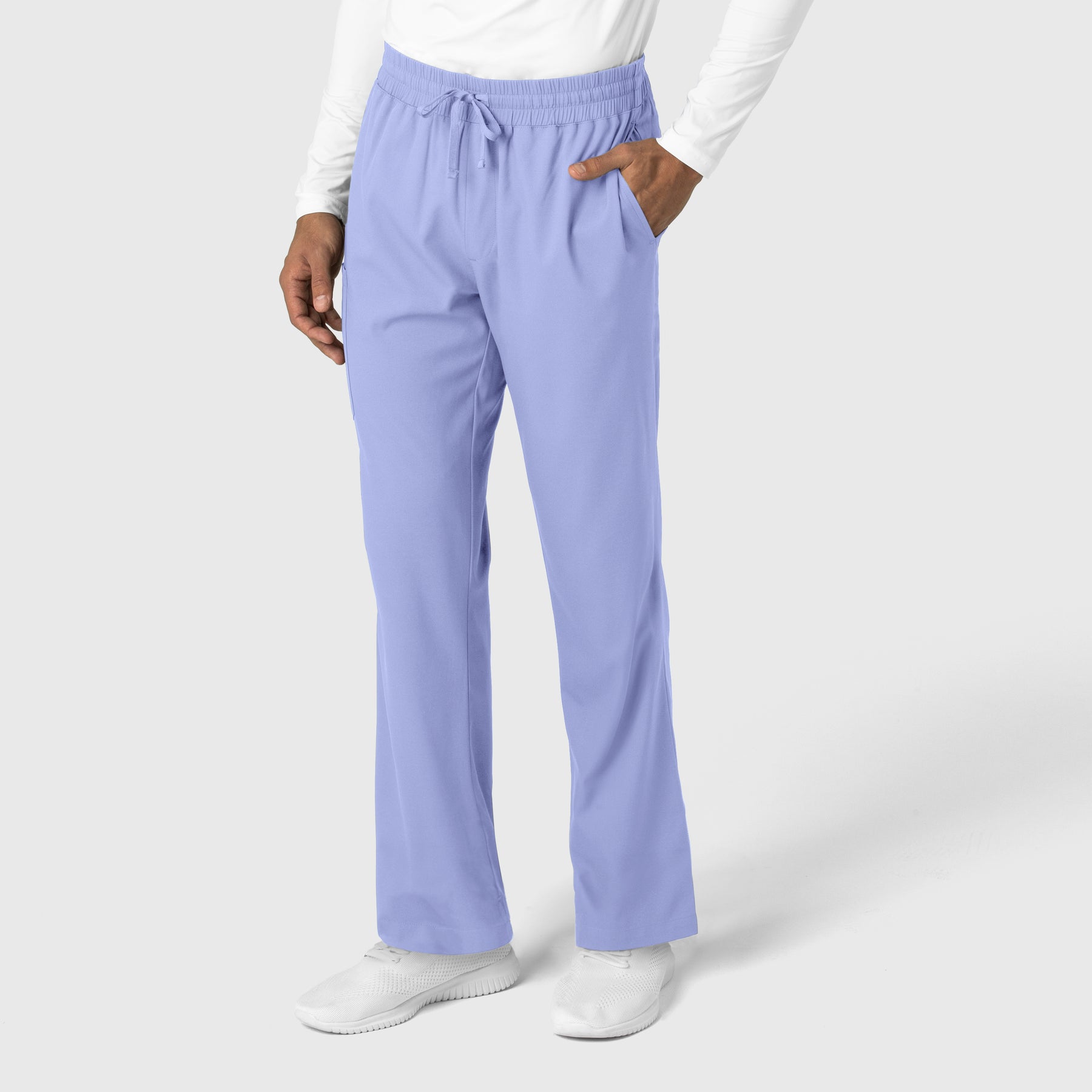 Boundless Men's Straight Leg Scrub Pant Ceil Blue side view