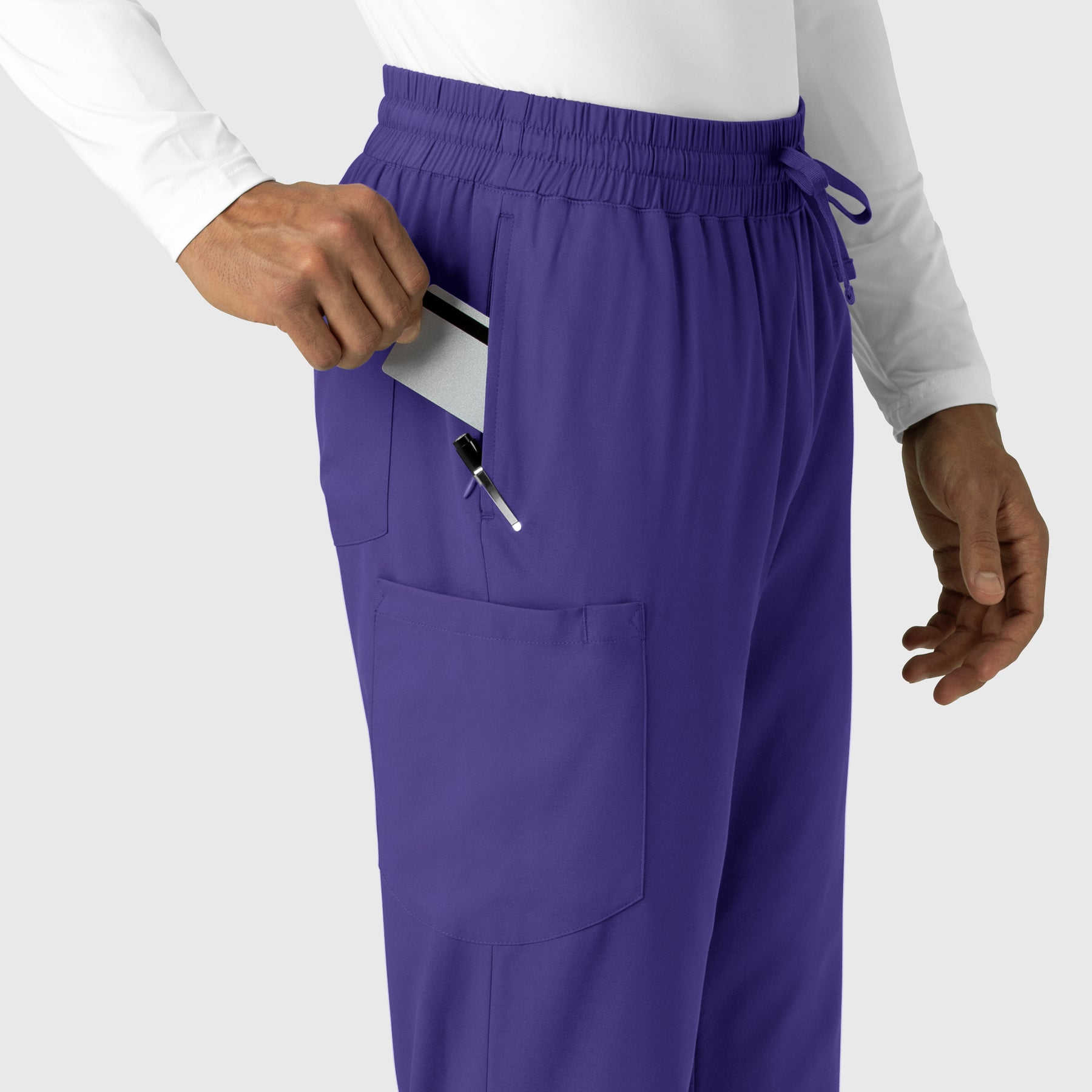 Boundless Men's Straight Leg Scrub Pant Grape front detail