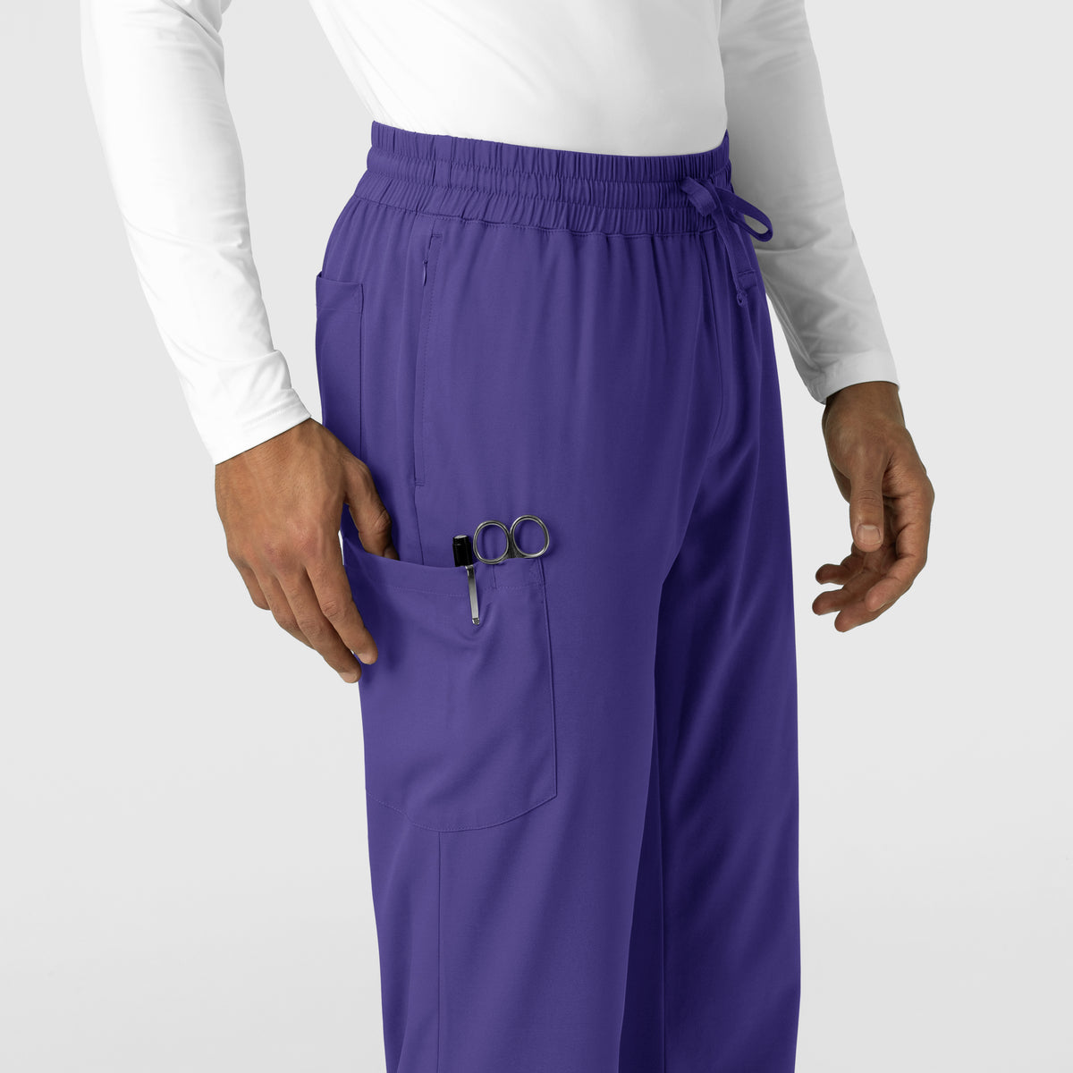 Boundless Men's Straight Leg Scrub Pant Grape hemline detail